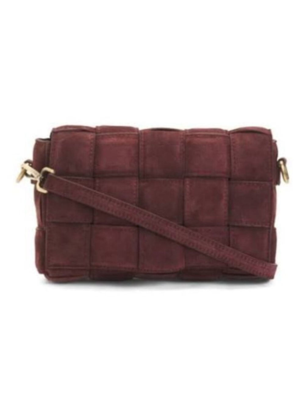 Viola Castellani bordo suede padded woven crossbody bag